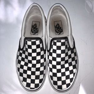 Slip on checkered vans!